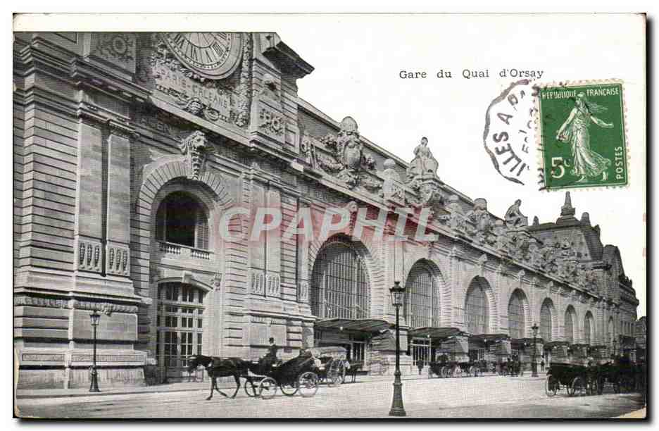 Paris CPA Gare du quai d'Orsay (train caleche)