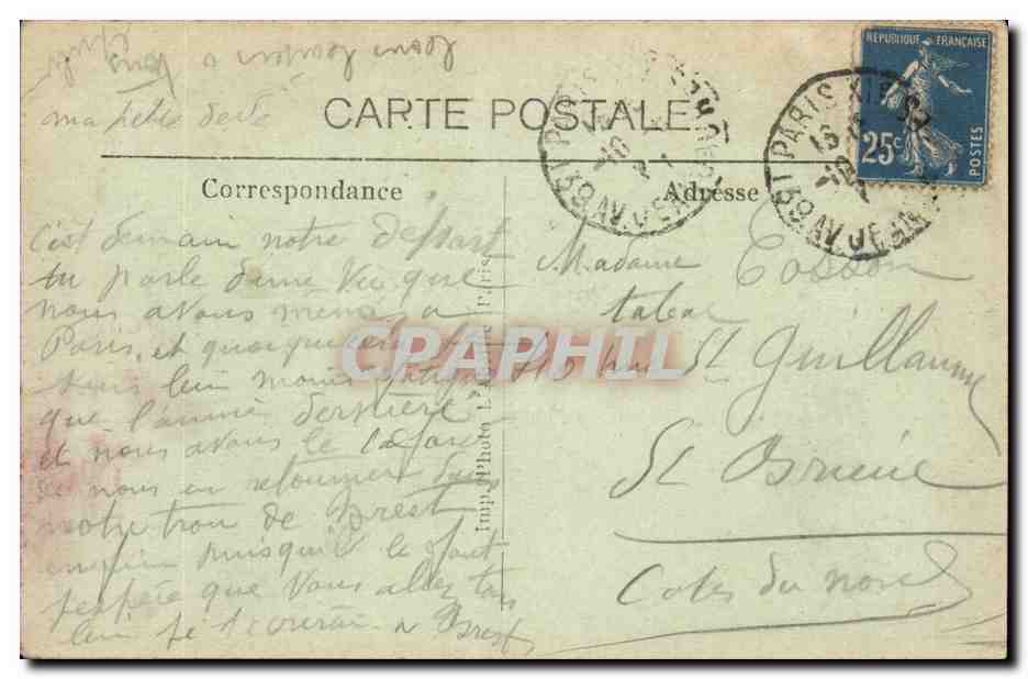 Paris CPA Gare de l'Est — Rückseite