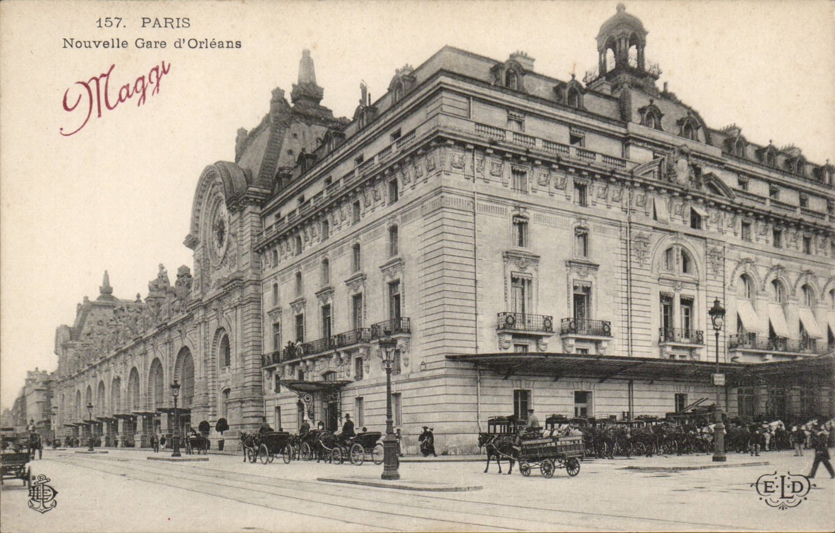 Paris CPA Nouvelle gare d'Orleans (Orsay) (publicite Farines Maggi orge riz ble avione tapioca semoule)