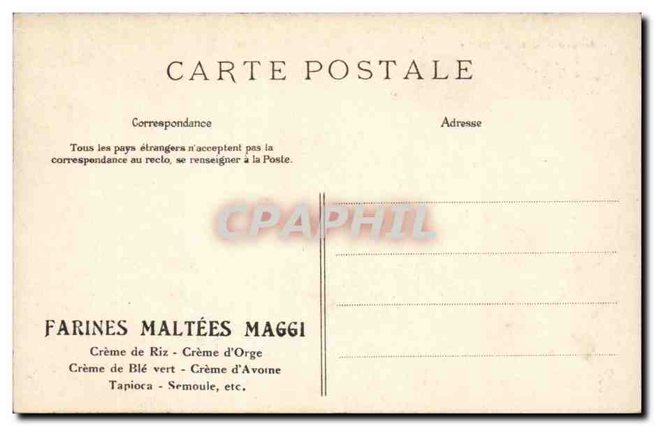 Paris CPA Nouvelle gare d'Orleans (Orsay) (publicite Farines Maggi orge riz ble avione tapioca semoule) — Rückseite