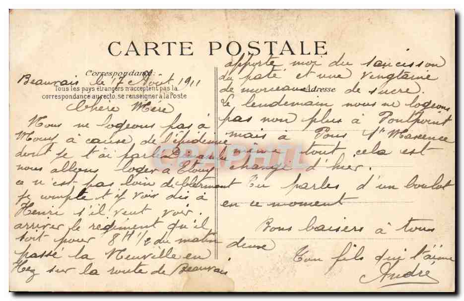 Paris CPA place de la Bastille Colonne de Juillet — Rückseite