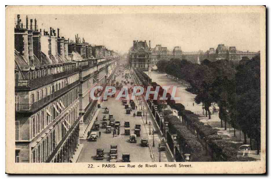 Paris CPA Rue de Rivoli (Louvre)