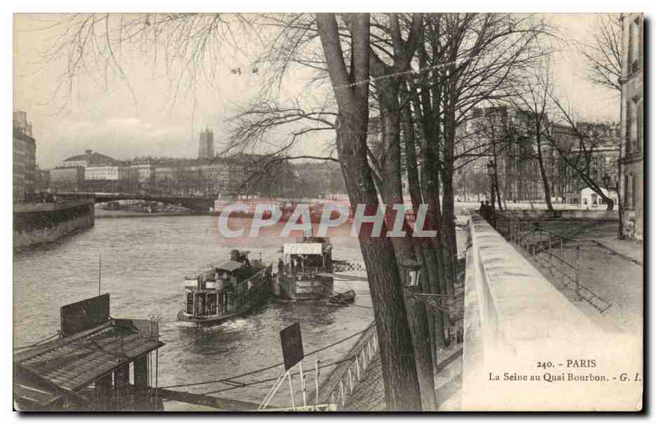 Paris CPA La Seine au quai Bourbon