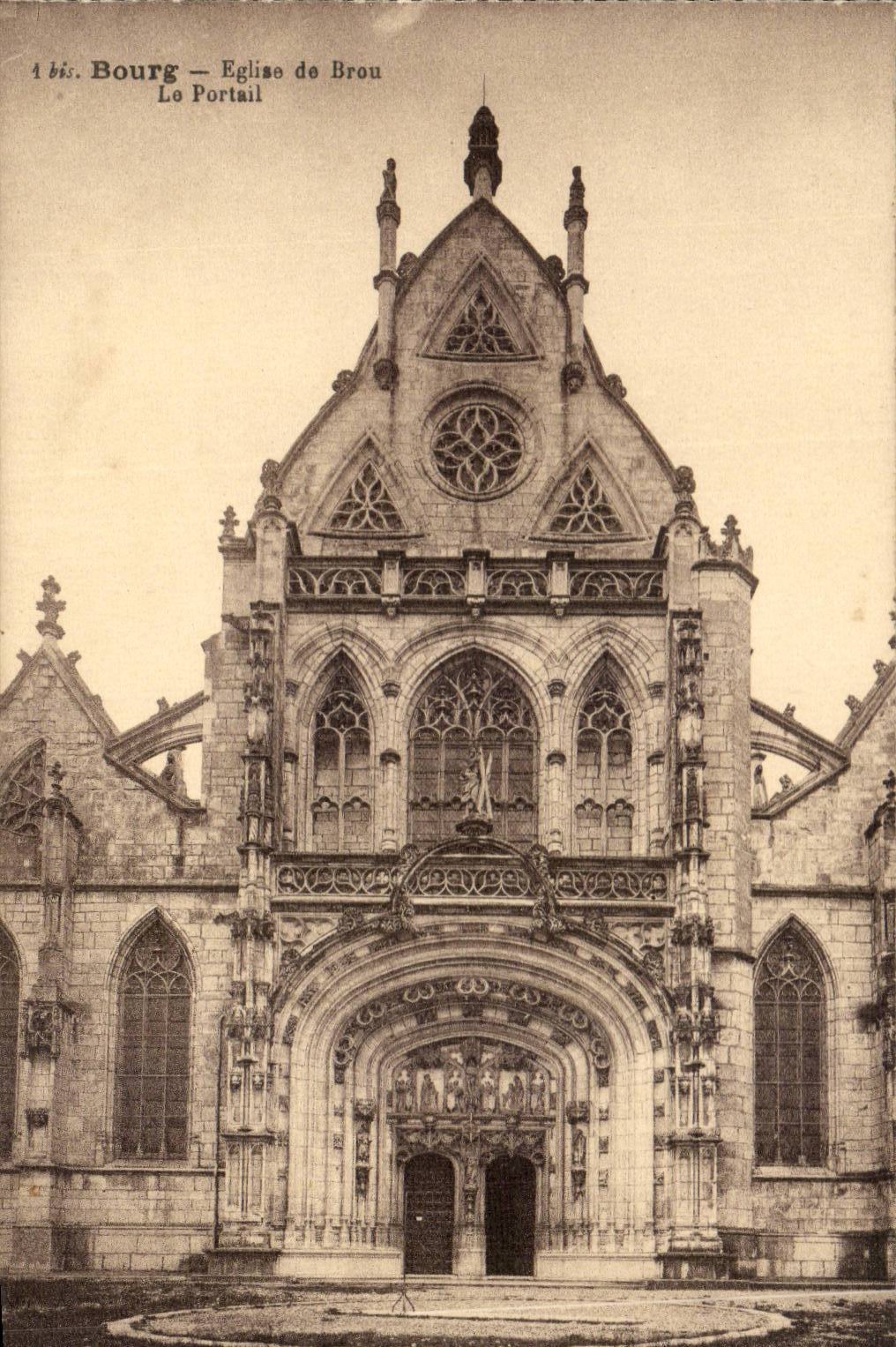 Bourg CPA Le portail de l'eglise de Brou