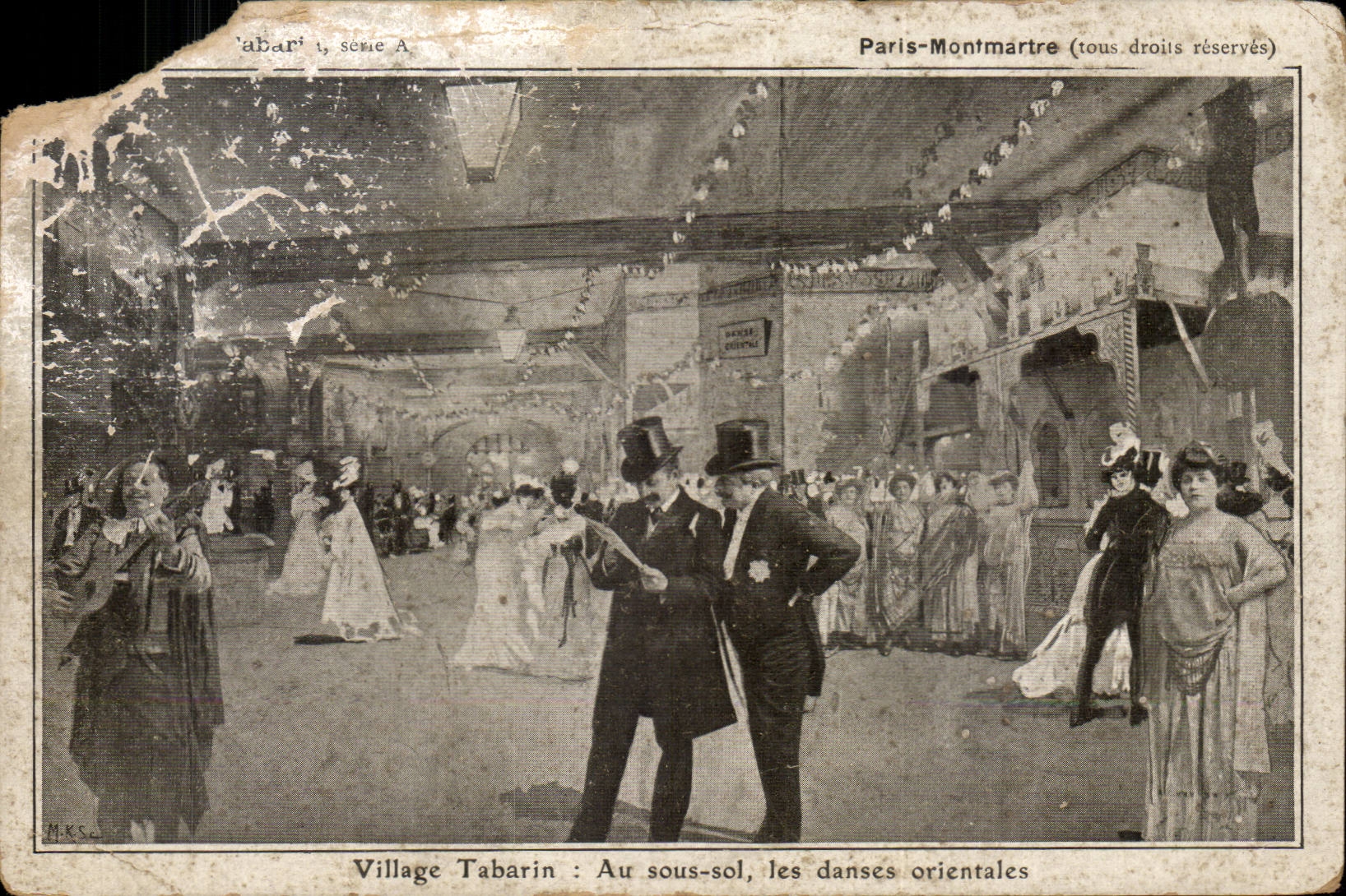 Paris CPA Montmartre Village Tabarin Au sous sol Les danses orientales