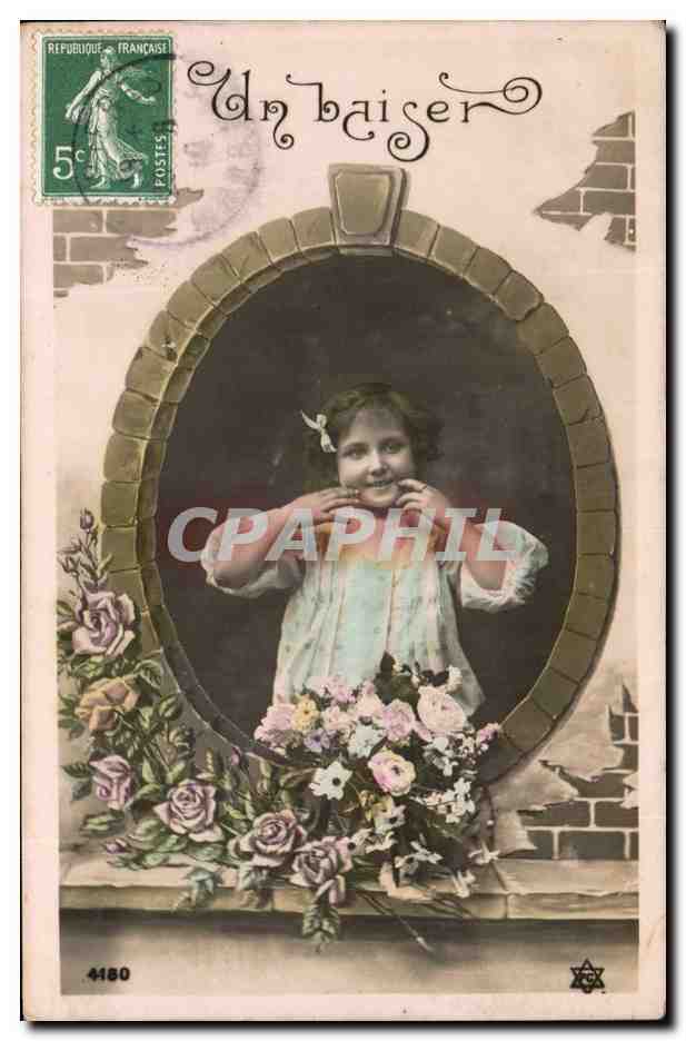 CPA FAntaisie Enfant Un baiser