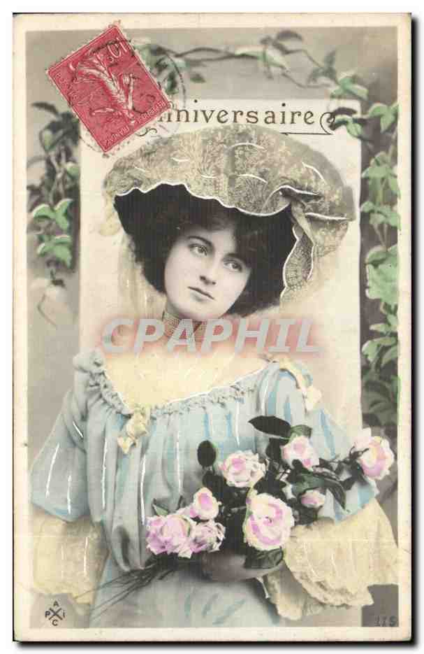 Jeune femme en chapeau à volants — Anniversaire — Éditeur anonyme, n° 116