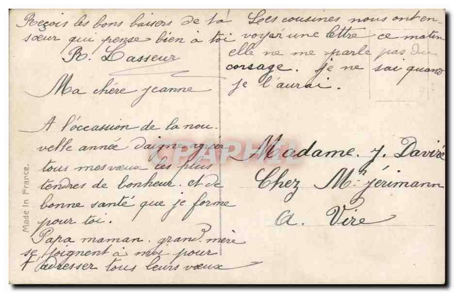 Jeune femme en chapeau de fourrure — Bonne Année — Éditeur inconnu, n° 18 — Verso