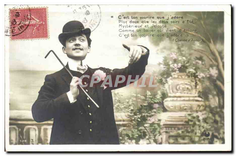 CPA FAntaisie Homme en chapon melon