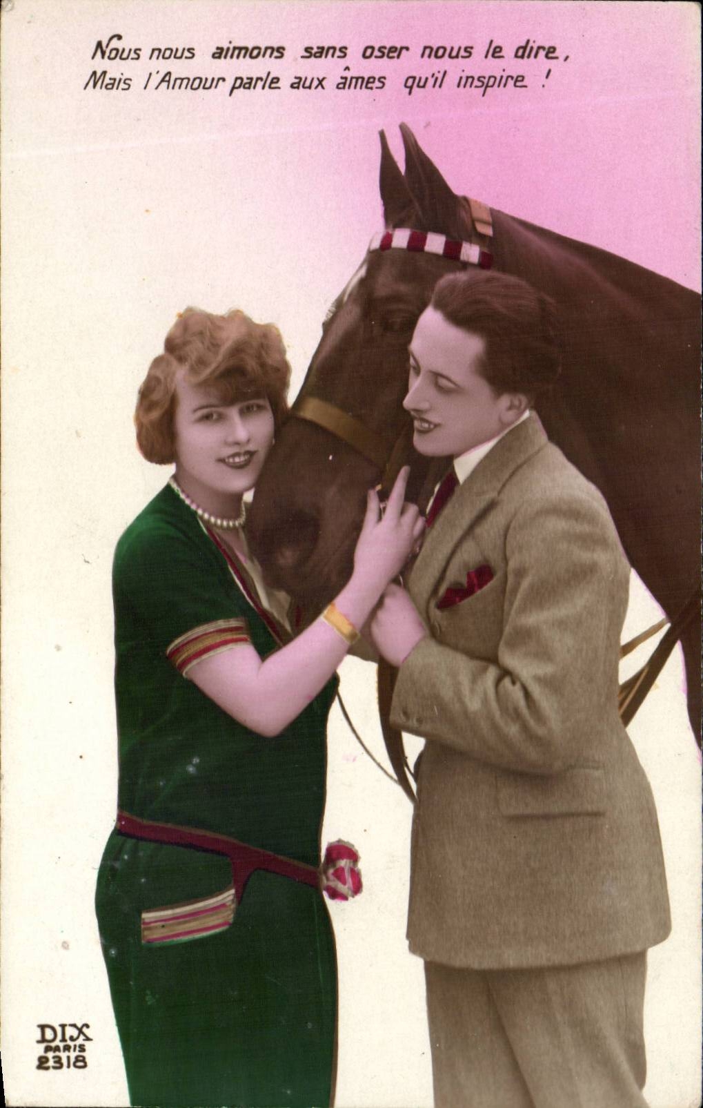 CPA FAntaisie Femme et cheval (horse)