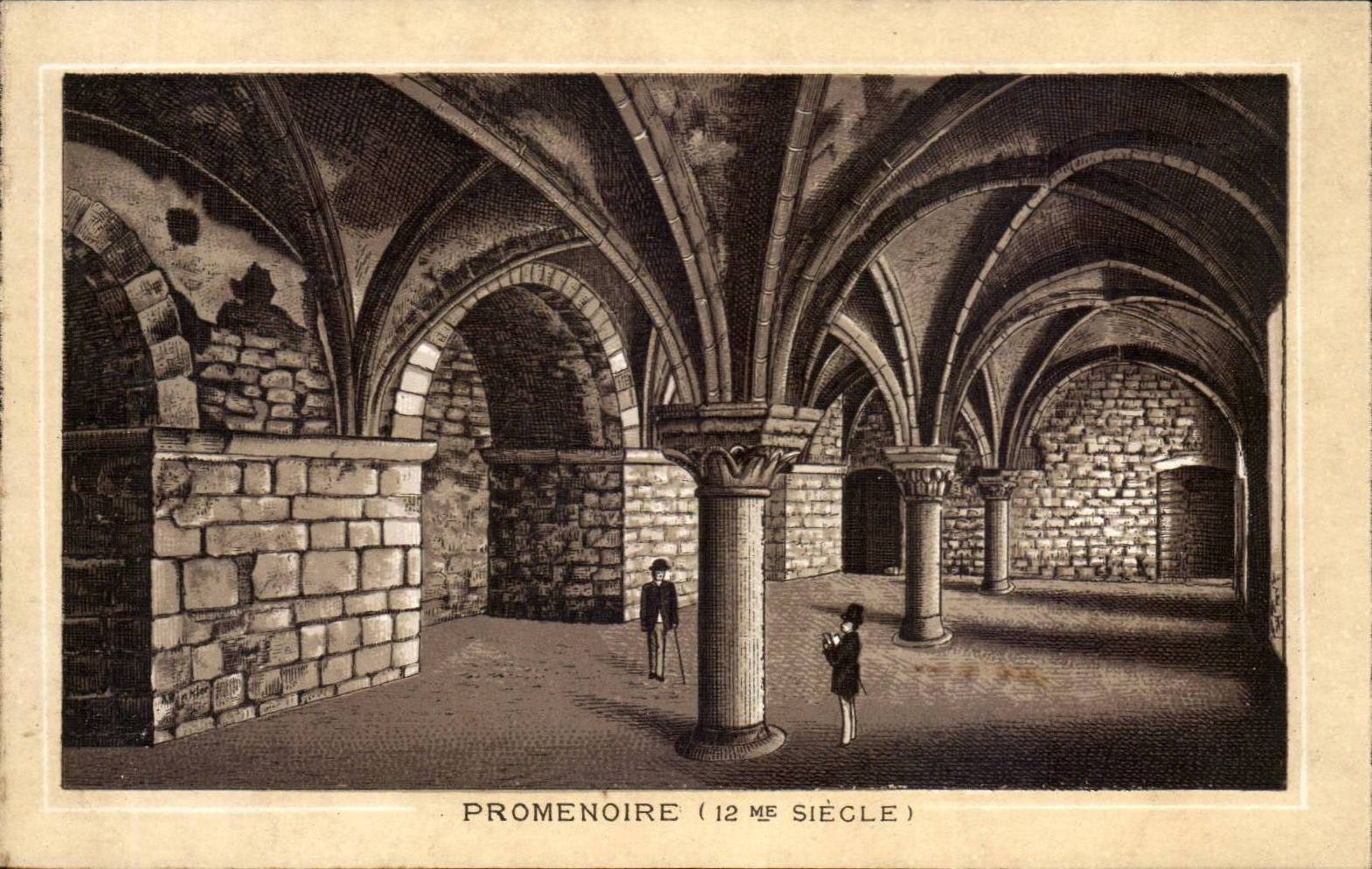 Promenoire (12e siècle) — vue intérieure des galeries — éditeur CPAPHIL, n° de série non visible