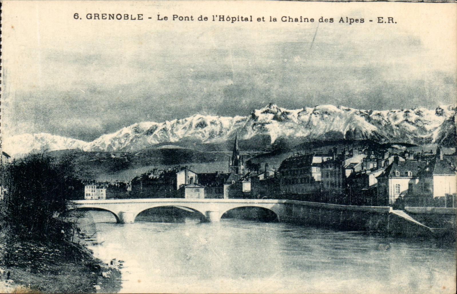 Grenoble - Le Pont de l'Hôpital et la Chaîne des Alpes - E.R.