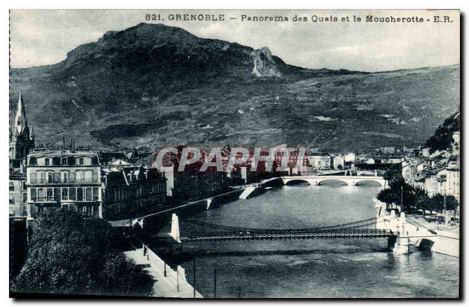 Grenoble CPA Panorama des quais et le Moucherotte