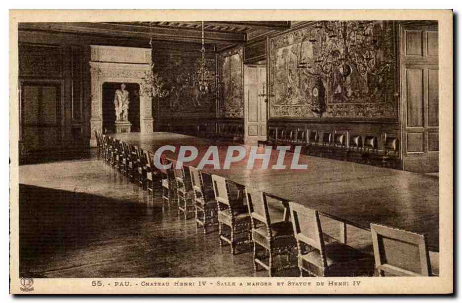 Pau - Château Henri IV - Salle à manger et statue de Henri IV