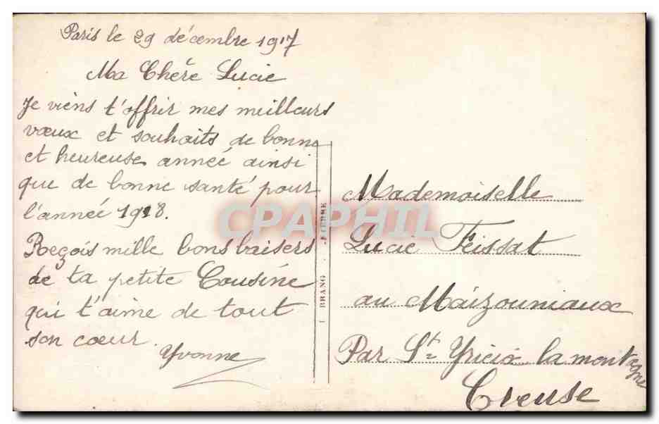 CPA Fantaisie Enfant Bonne annee — Rückseite