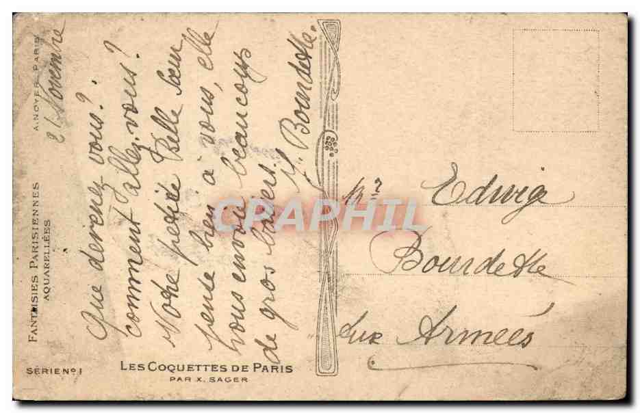 CPA Fantaisie Femme Les coquettes de Paris  — Rückseite