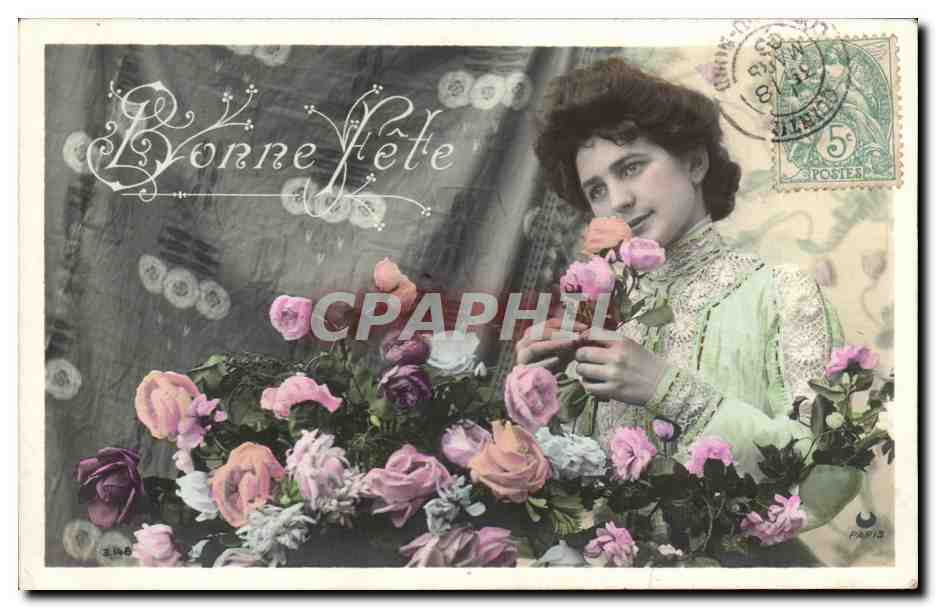 Mujer con rosas — Feliz cumpleaños — París, n° 3.146
