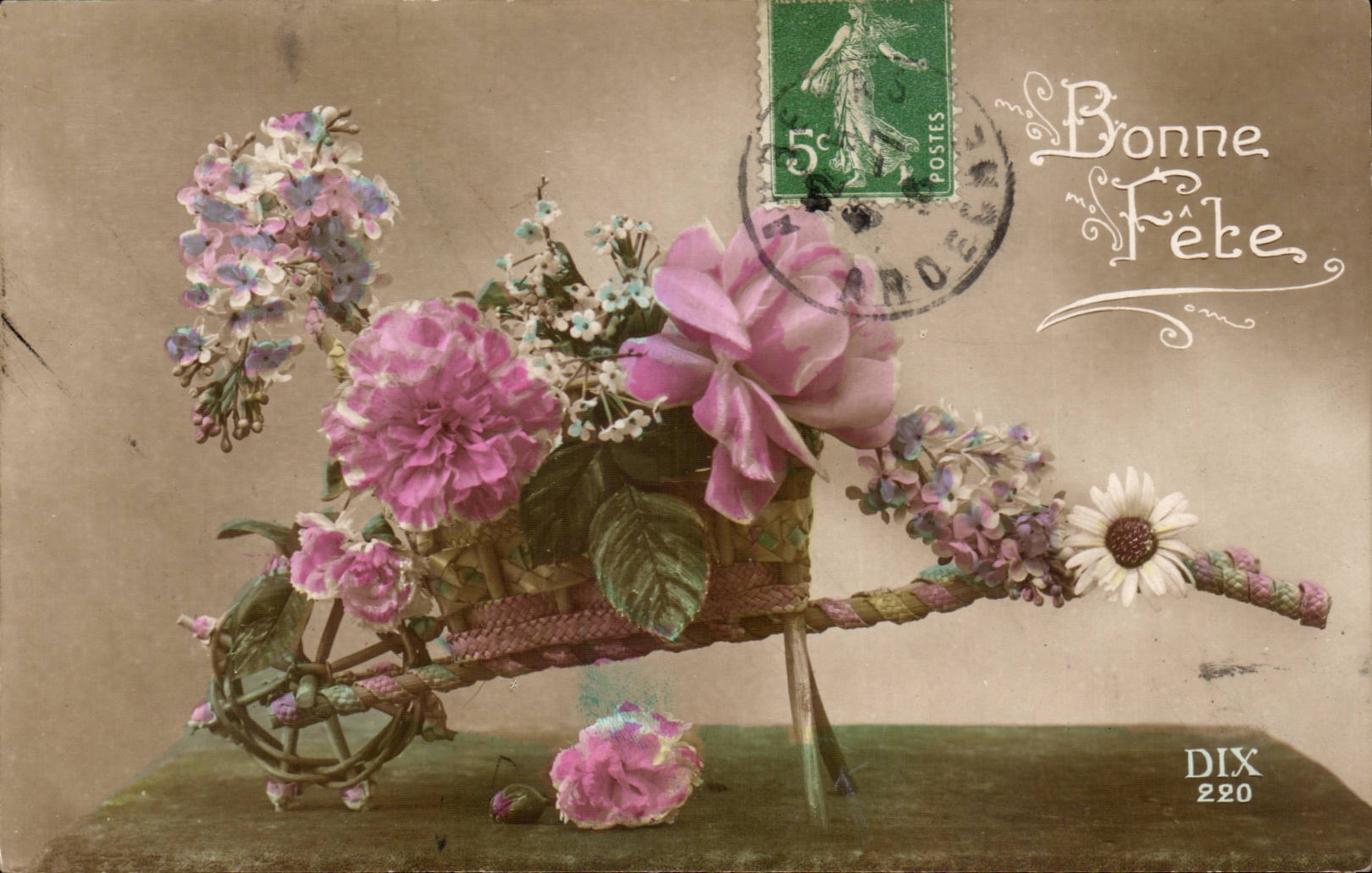 CPA Fantaisie Fleurs Bonne fete