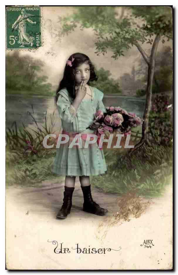 CPA Fantaisie Enfant Un baiser