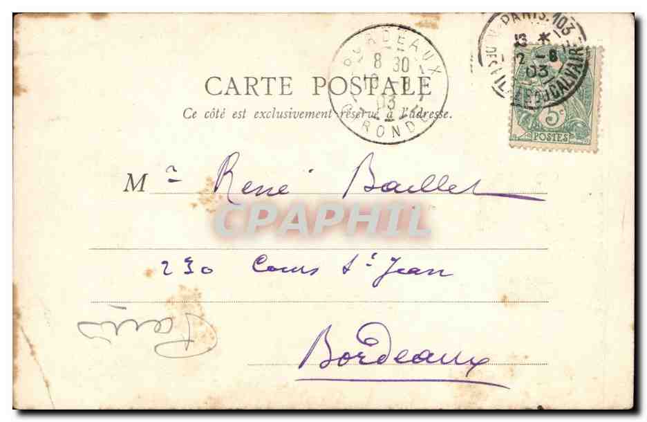 Paris CPA A la memoire du sculpteur Barye — Rückseite