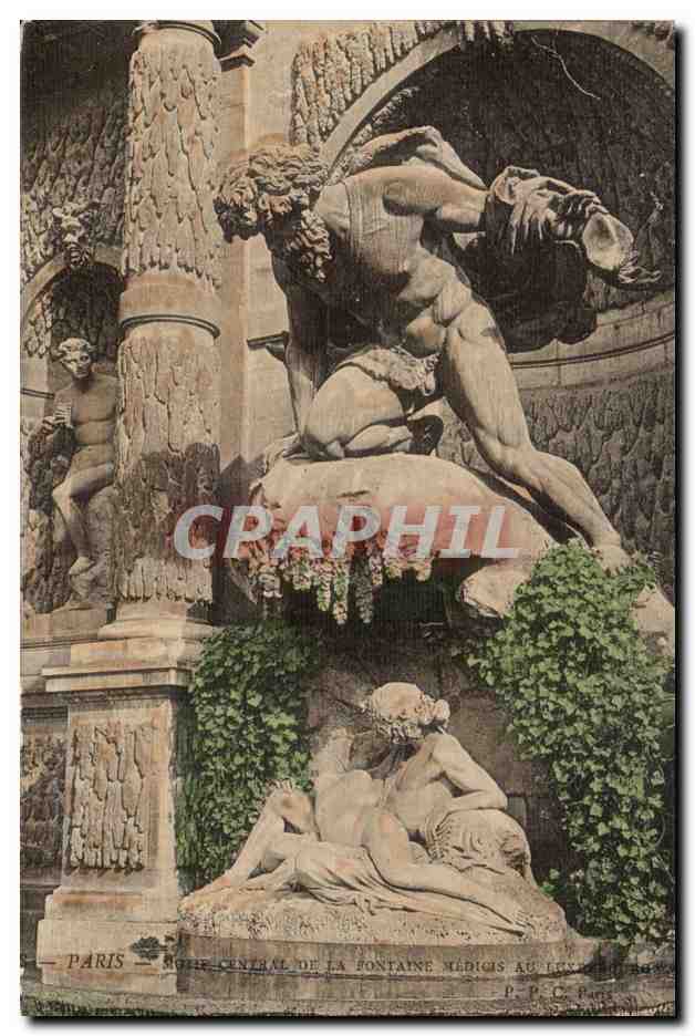 Paris CPA Motif central de la fontaine Medicis au Luxembourg