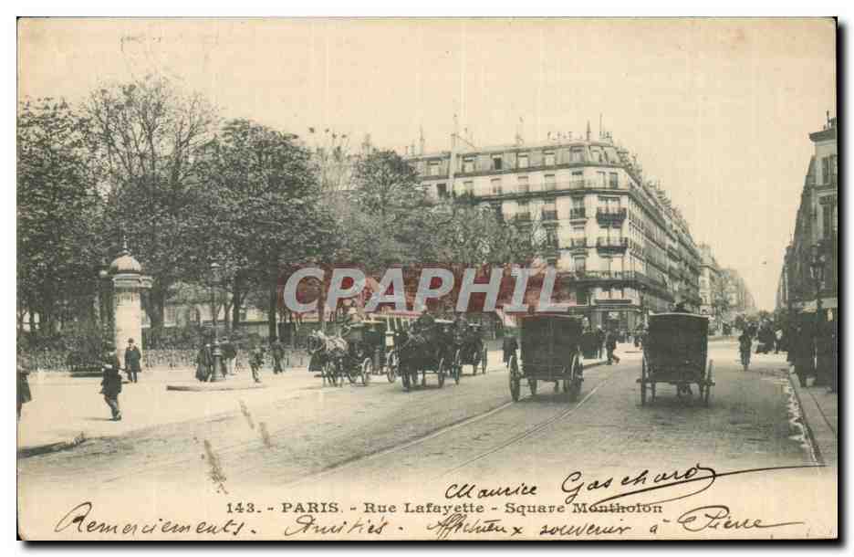 Paris CPA Rue Lafayette Sqaure Montholon