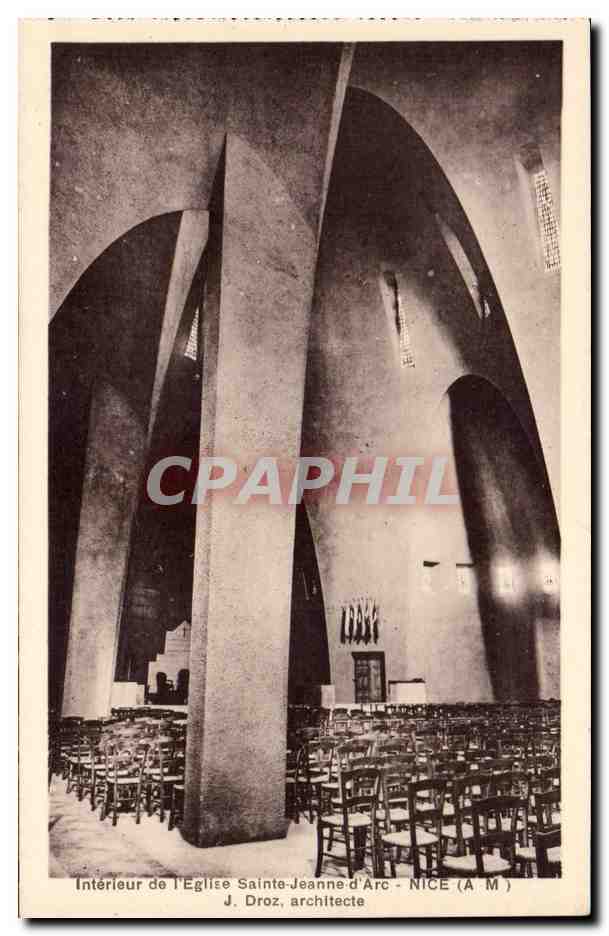 Nice CPA Interieur de l'eglise Sainte Jeanne d'arc J Droz architecte