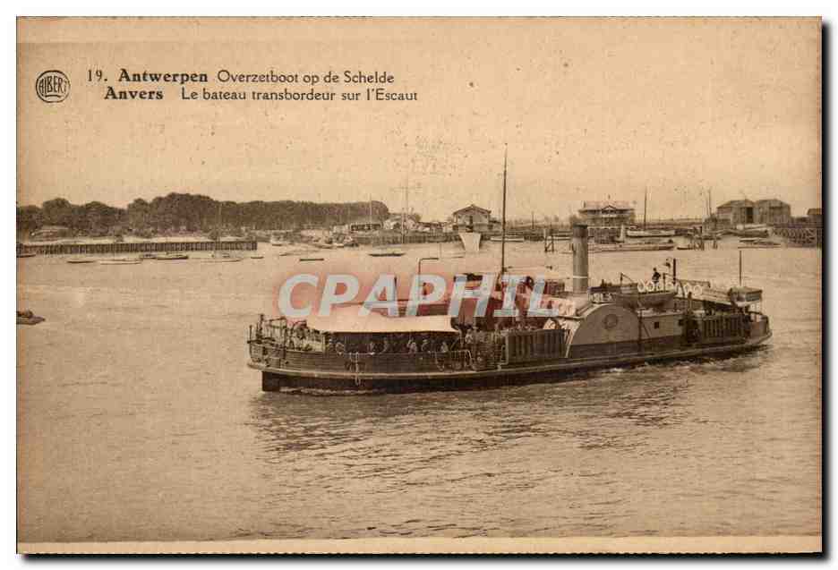 Belgique Belgie Anvers CPA Le bateau transbordeur sur l'Escaut