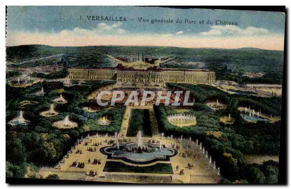 Versailles CPA Vue generale du parc et le chateau
