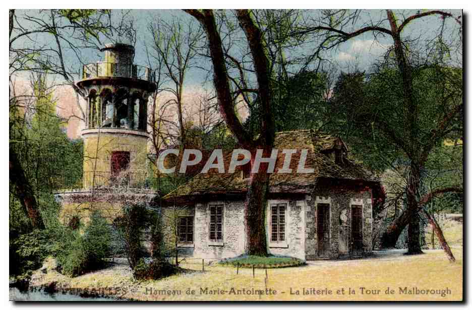 Versailles CPA Le chateau Hameau de Marie Antoinette la laiterie et la tour de Malborough