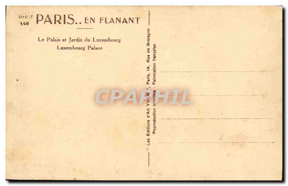 Palast und Garten des Luxembourg — Paris — Éditions d'Art Yvon — Rückseite