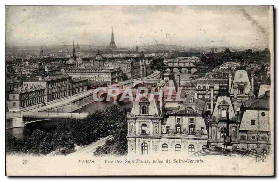Paris CPA Vue des sept Ponts prise de Saint Gervais (Tour Eiffel)
