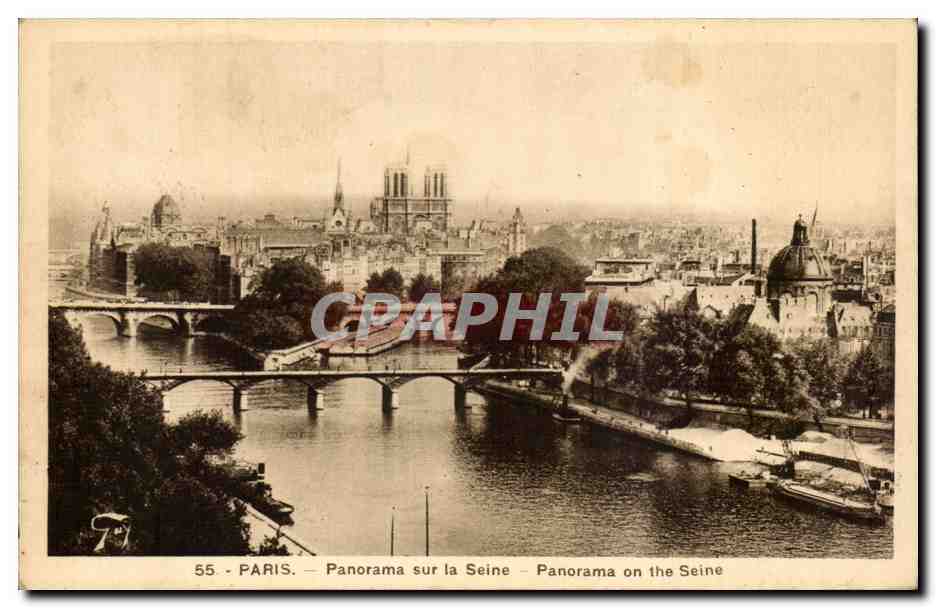 Paris CPA Panorama sur la Seine 