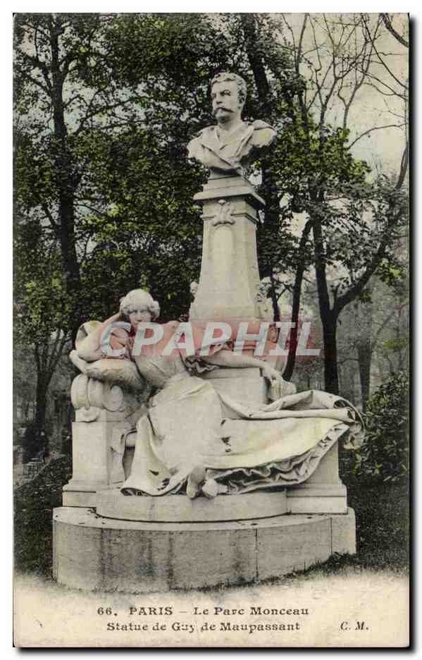 Paris CPA Le parc Monceau Statue de Guy de maupassant