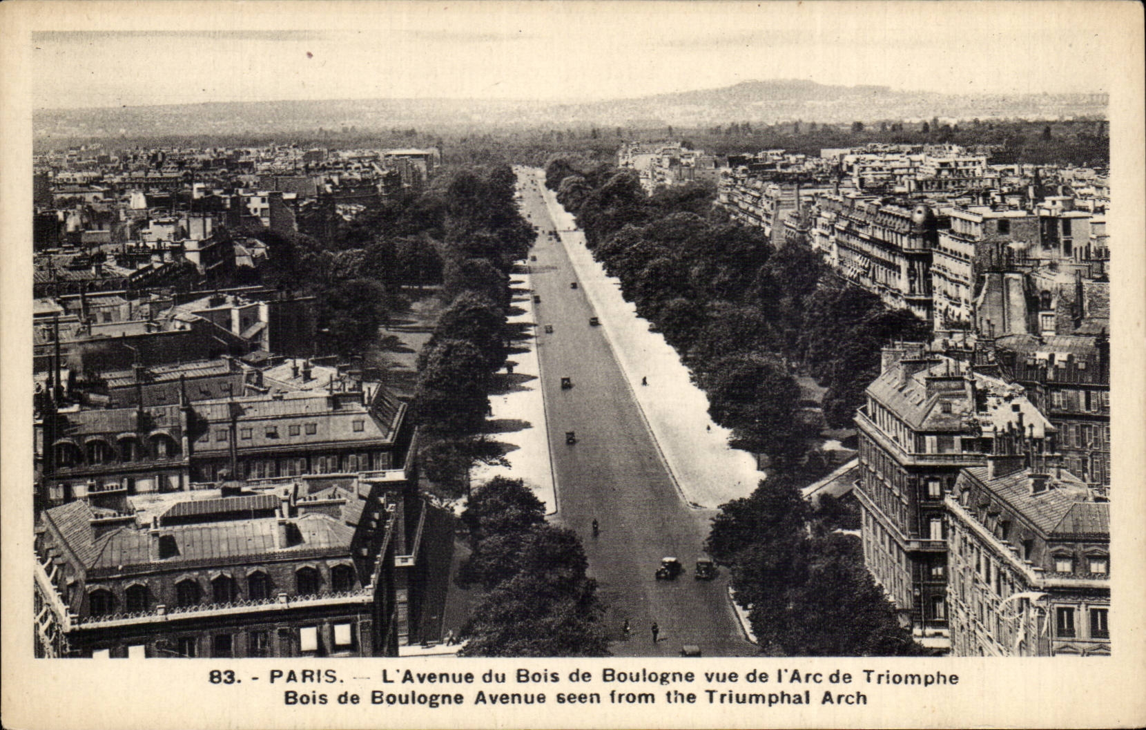 Paris CPA Avenue du Bois de Boulogne vue de l'arc de triomphe 