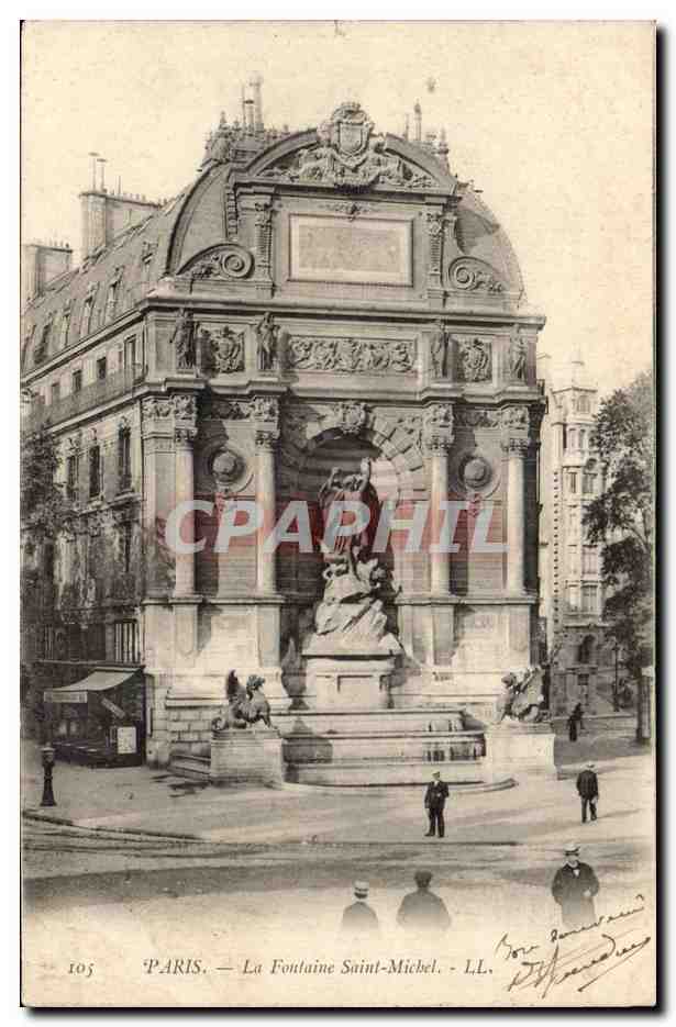 Paris CPA La fontaine Saint Michel