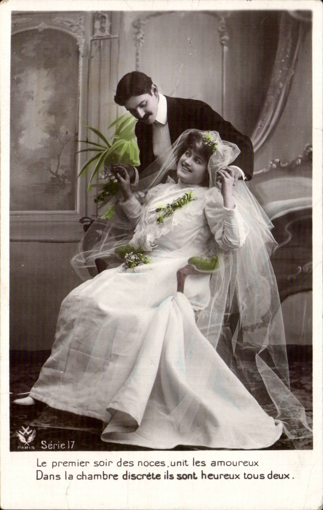 CPA Fantaisie Femme Couple Le premier soir des noces