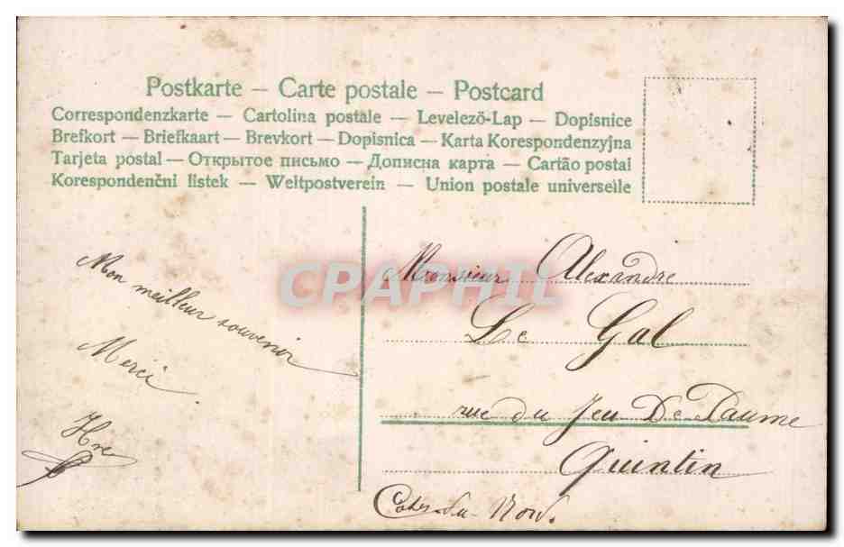 Jeune femme en robe verte — fleurs et fourrure — éditeur anonyme n° 31754 — Verso
