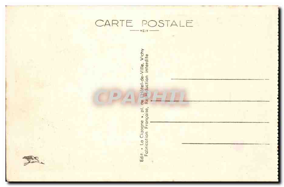 Vichy CPA L'esplanade de l'hotel de ville — Verso