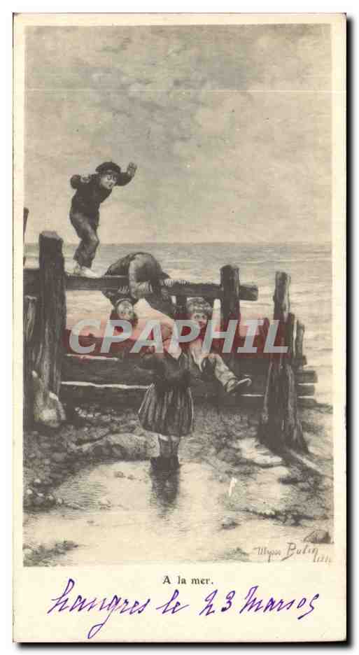 CPA Fantaisie Enfants A la mer (enfants)