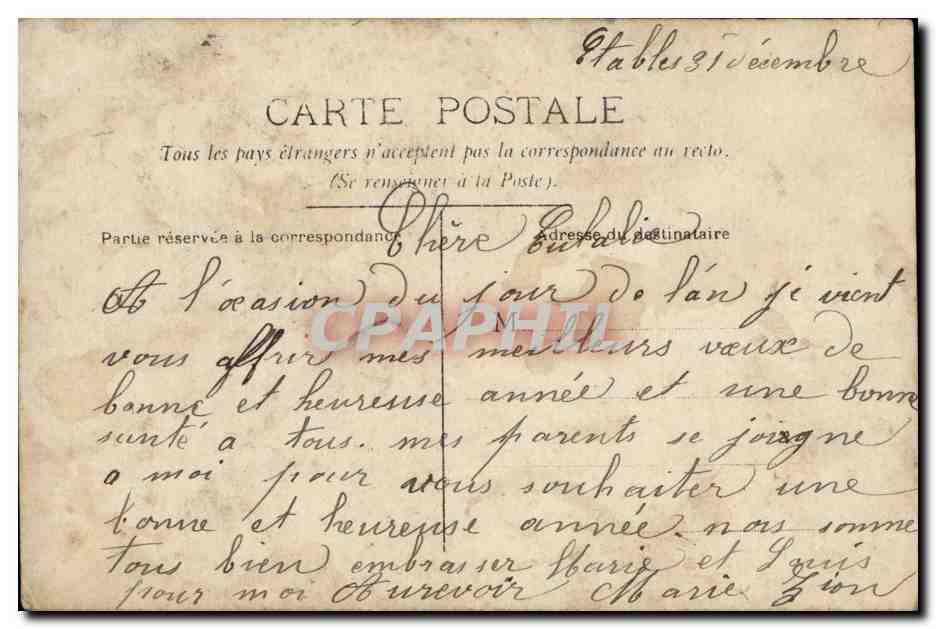 CPA Fantaisie Femme Bonne annee — Verso