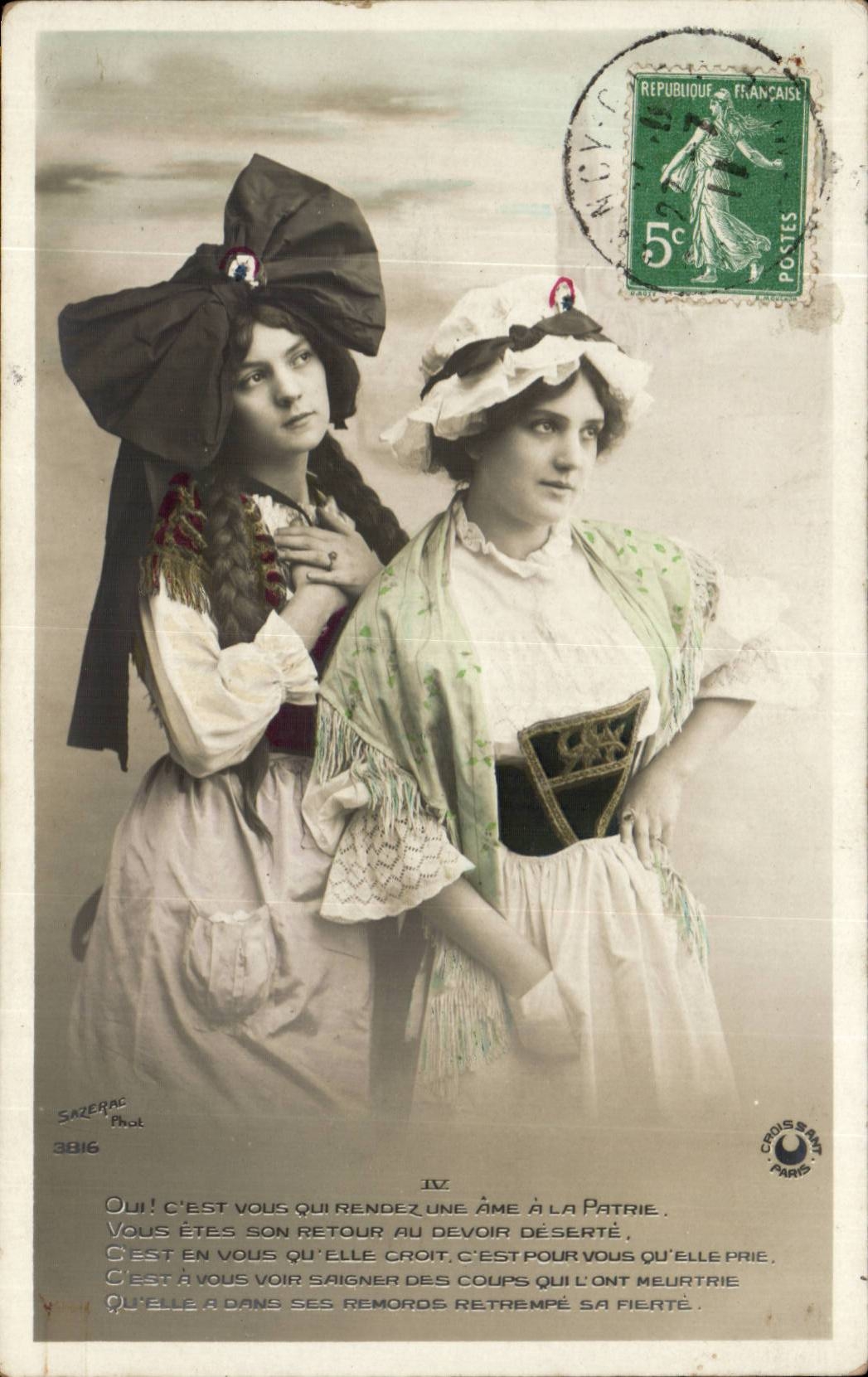 Deux jeunes femmes — poème patriotique — Sazerac Phot, Paris