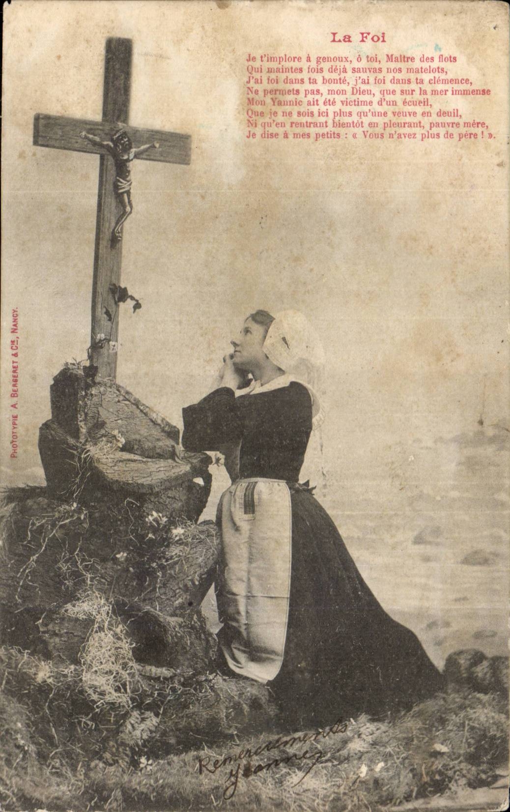 CPA Fantaisie Femme La foi