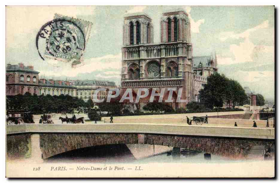 Paris CPA Notre Dame et le pont