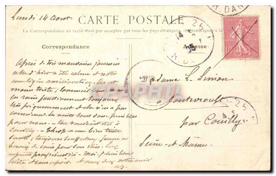 Paris CPA Le pont Mirabeau — Rückseite
