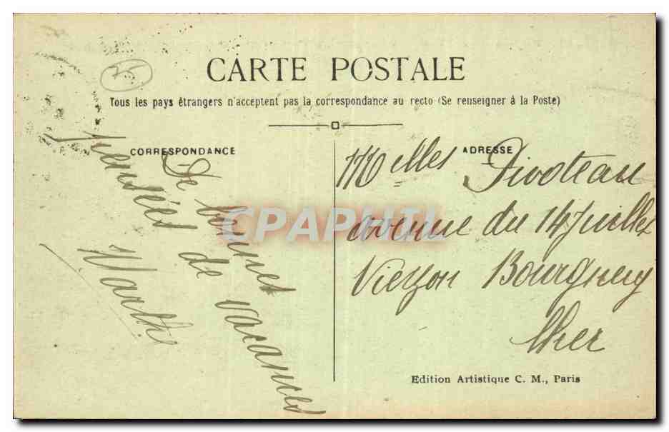 Paris CPA Le tribunal de commerce le pont au change et la conciergerie — Verso