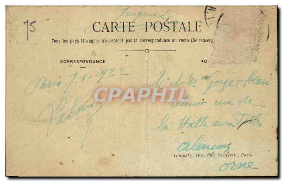 Paris CPA Eglise de la Madeleine  — Rückseite