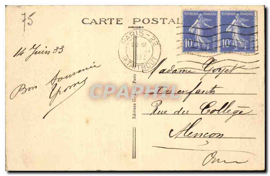 Paris CPA Gare Saint Lazare  — Rückseite