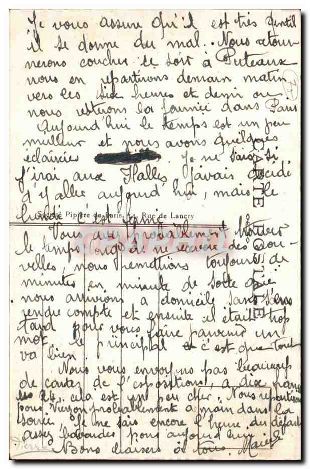 Paris CPA Porte Saint Martin — Rückseite