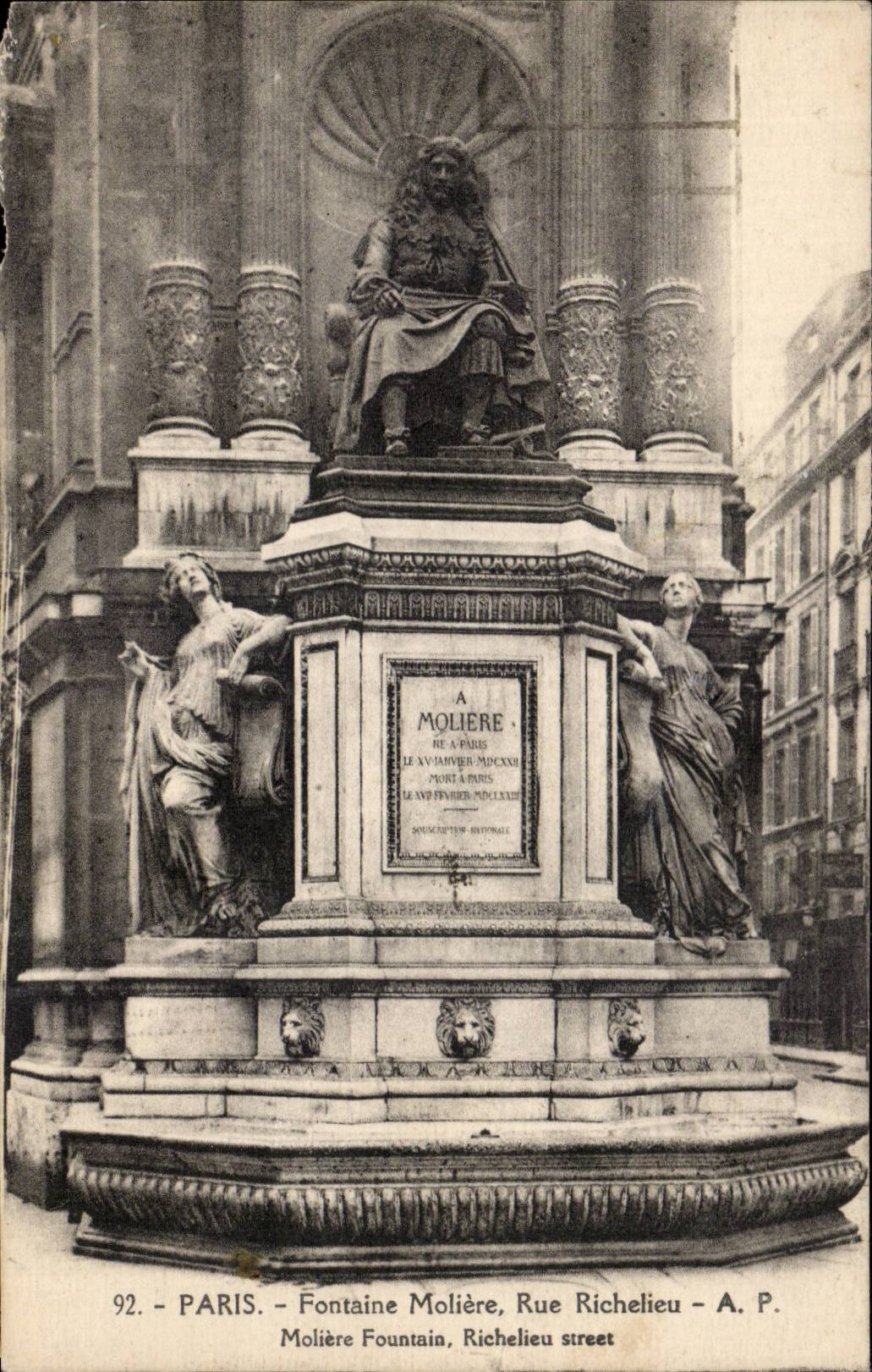Paris CPA Fontaine Moliere Rue Richelieu 